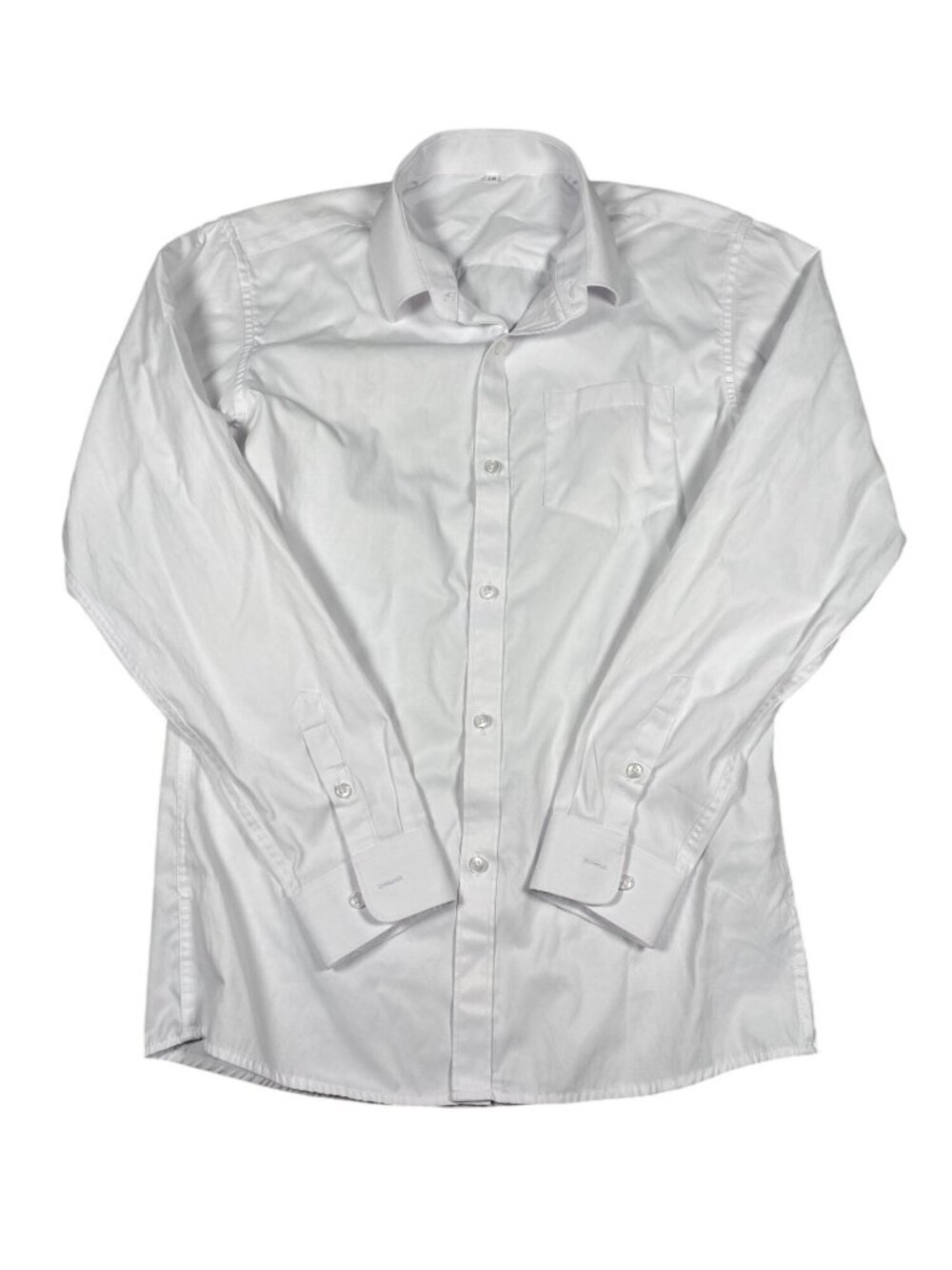 Boys White Long-Sleeve Button-Down Dress Shirt Regular Fit 16 Polyester Blend
